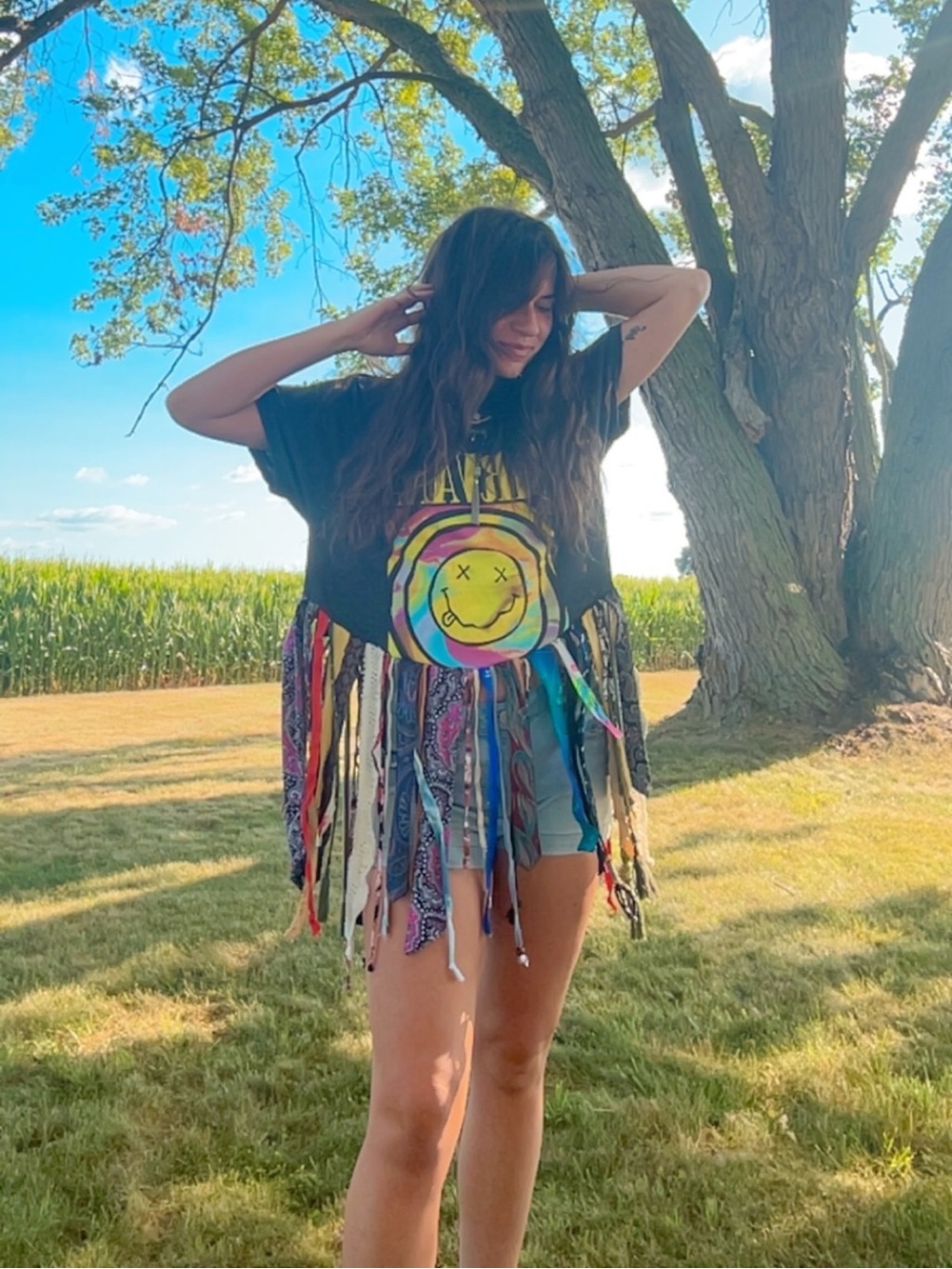 Upcycled Nirvana Fringe Tee